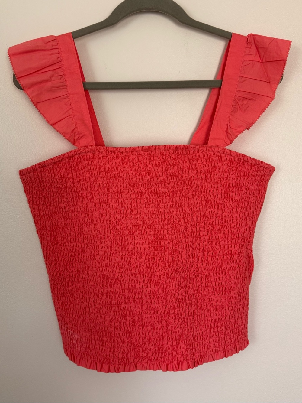 Old Navy Coral Smocked Ruffle Strap Tank Top